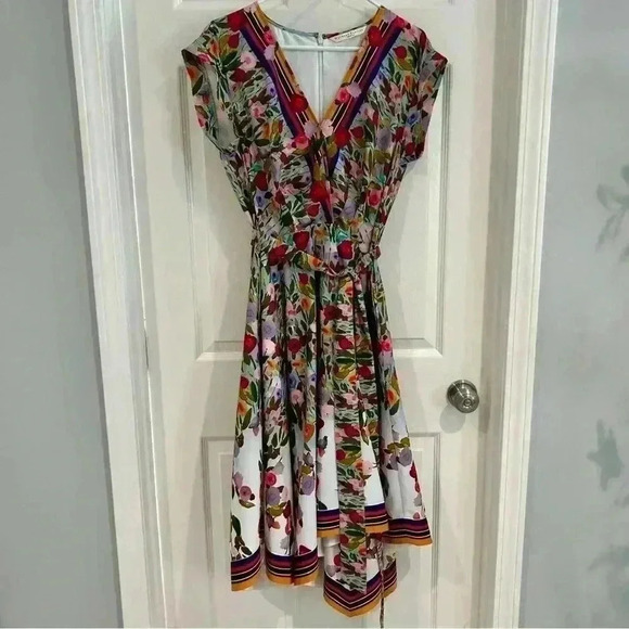 eshakti Dresses & Skirts - eShakti Wayward Fancies Floral Dress 16/XL V Neck Pockets Scarf Hem Cottagecore